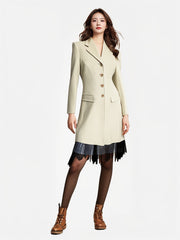 Laurel Creamy Wool Coat - elegant, stylish outerwear in creamy wool with button detail and sophisticated fit.