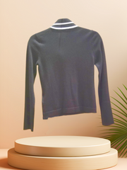Back view of a stylish Escada blouse featuring a unique tie design and made from comfortable 100% viscose.