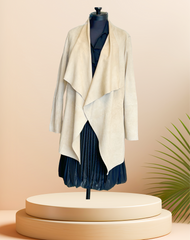 Michael Kors Suede Leather Coat displayed on a mannequin, showcasing a stylish and comfortable fit for all occasions.