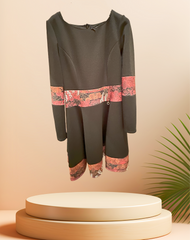 Cavalli Class black dress with floral accents, ideal for special occasions and crafted from comfortable polyester.
