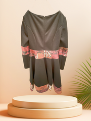 Cavalli Class Black Dress featuring elegant floral details, perfect for special occasions and crafted from 100% polyester.