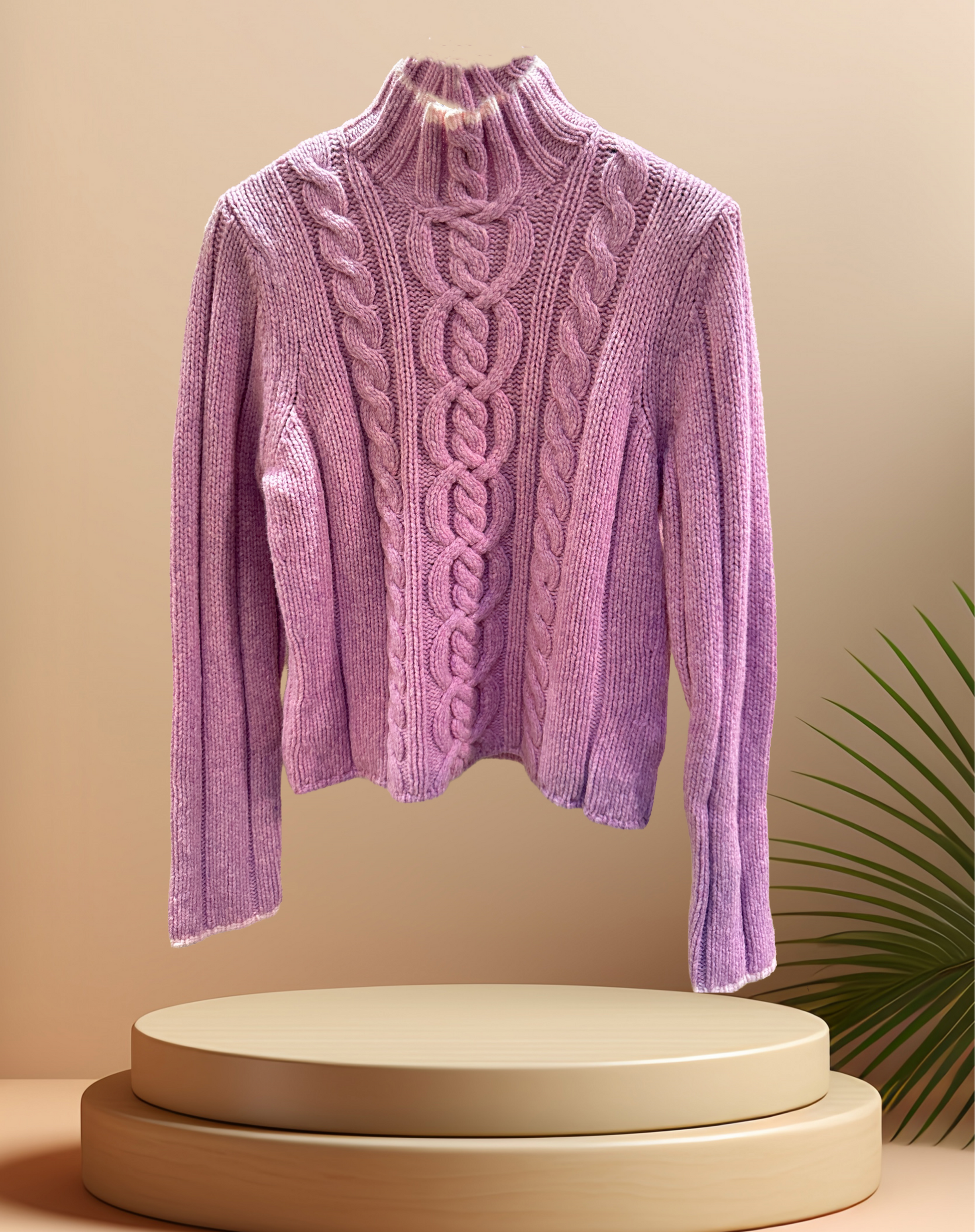 Escada pink sweater made of 95% new wool, featuring a cozy design and stylish ribbed texture.