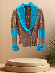 Essentiel Cardigan featuring a vibrant color large lapel, crafted from wool and alpaca blend for ultimate comfort.