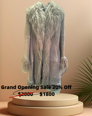 Essential Long Fur Coat made of 100% rabbit fur, showcasing luxurious style with a 20% off sale price.