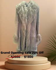 Essential Long Fur Coat made of 100% rabbit fur, showcasing luxurious style with a 20% off sale price.