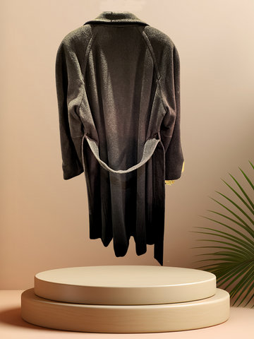 Laurel Gray Long Coat: elegant lightweight outerwear with removable belt, showcasing a timeless design.