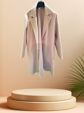 Marccain Wheat Long Coat made of 60% wool and 40% cashmere, perfect for warm winter style.