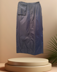 Laurel Long Straight Skirt in shine fabric, showcasing a chic and polished style for elegant occasions.