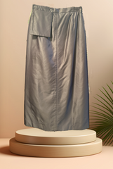Laurel Long Straight Skirt in shine fabric, perfect for stylish and versatile outfits, showcasing a chic and polished look.