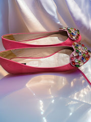 Versus Ballerina Flats in pink with eye-catching gem decoration, perfect for adding elegance and comfort to your wardrobe.