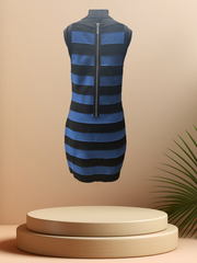 Michael Kors black and blue bandage dress with stylish stripes, perfect for summer picnics and elegant dinners.