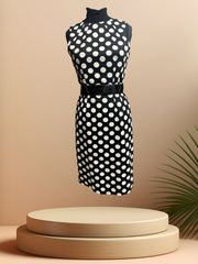 Michael Kors black and white polka-dot dress, stylish and elegant, perfect for any occasion.
