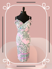 Versace pink summer dress with elegant design, perfect for a stylish and comfortable summer wardrobe.
