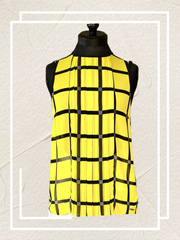 Yellow and black checked Michael Kors blouse, lightweight fabric for summer, perfect for casual or dressy occasions.
