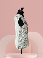 Seventy Whit Lace Cotton Blouse showcasing side lace design, perfect for summer comfort and elegance.