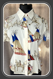 Versace Silk Shirt featuring luxurious Indian theme prints on silk, stylish and elegant fashion statement.