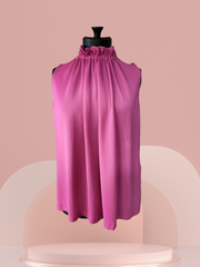 Marccain sleeveless blouse in hard pink, featuring an A-line fit and anti-wrinkle fabric for a polished look.