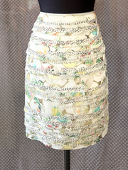 Elegant Marccain Silk Skirt featuring layered design and colorful print, perfect for stylish outfits.