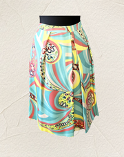Seventy Abstract print skirt in bright colors, featuring an A-line cut and luxurious silk fabric for a stylish look.