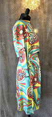 Seventy Abstract print skirt in vibrant colors, showing A-line cut and silk fabric, perfect for stylish outfits.