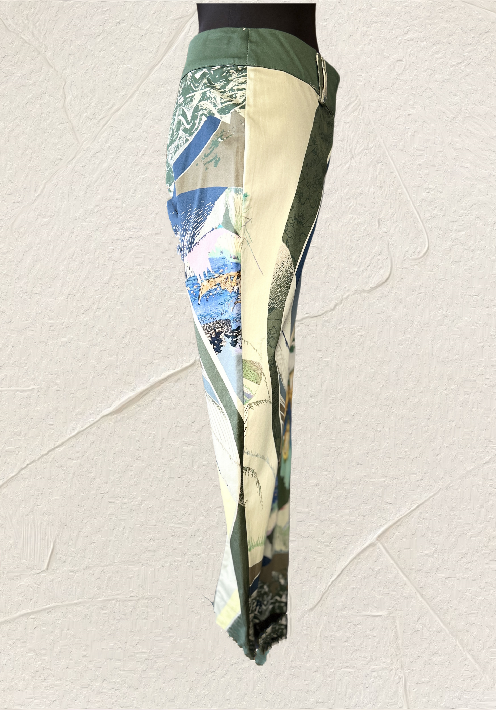 Save the Queen pants with a stunning water town design and flattering pencil cut, perfect for stylish outfits.