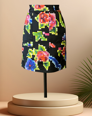 Colorful Marccain Nonograms Pattern Skirt displayed on a stand, showcasing its unique design and vibrant hues.
