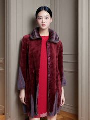 Bergandy High Quality Faux Fur Coat