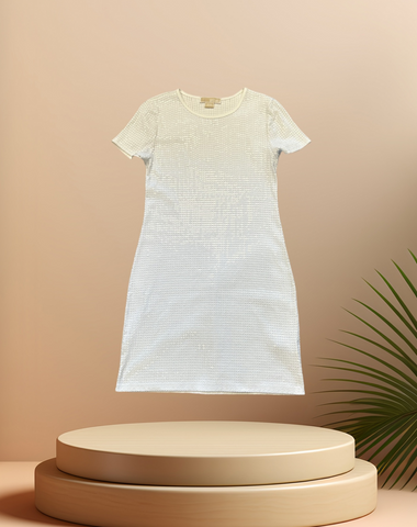 Michael Lors White Sequins Dress