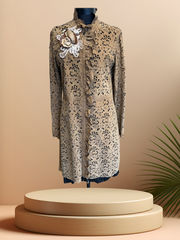 Save the Queen Hollow Carving Leather Coat with intricate design and flower detail, perfect for spring outfits.
