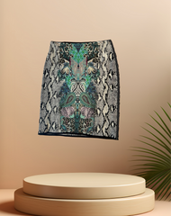 Marccain Print Skirt featuring a unique snake print design, slim fit, stylish addition to any outfit.