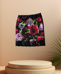 Marccain Print Skirt with vibrant floral design and lace trim, perfect for a stylish spring wardrobe.