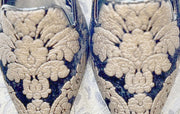Marccain black embroidery ballerina shoes with elegant gold floral design, ideal for fashion-forward wardrobe.