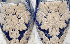 Marccain black embroidery ballerina shoes with elegant gold floral design, ideal for fashion-forward wardrobe.