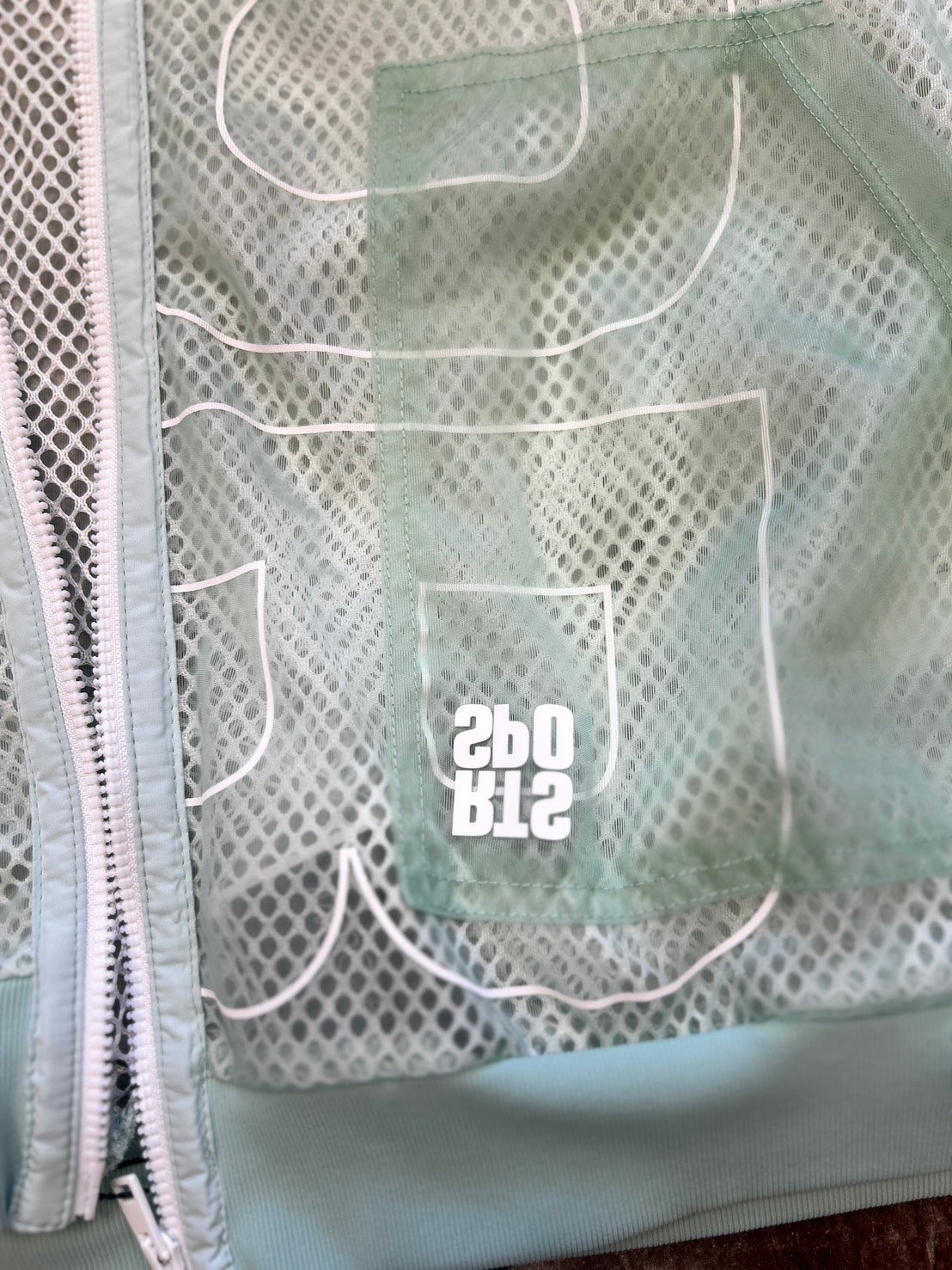 Marccain Green mesh zip up hoodie