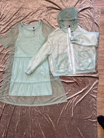 Marccain Green mesh zip up hoodie