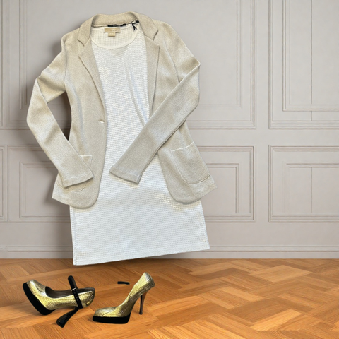 Michael Lors White Sequins Dress