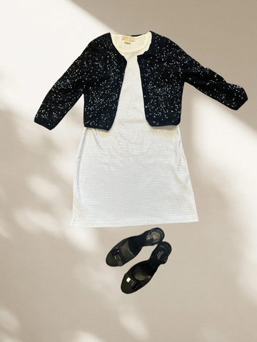 Michael Lors White Sequins Dress