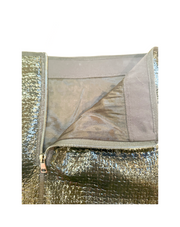 Interior view of Marccain short skirt showing edgy leather look fabric and zipper detail, illustrating superior craftsmanship.