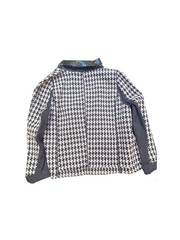 Marccain Reversible Jacket featuring Houndstooth pattern and black leather look, stylish and versatile for fashion lovers.