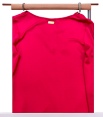 Versace hot pink blouse made from lightweight viscose with a V neck and stylish design, perfect for any wardrobe.