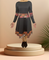 Cavalli Class black dress with elegant totem details on the waist and sleeves, perfect for special occasions.
