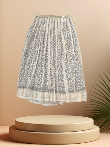 Marccain 2 Layers Leopard Print Skirt showcasing elegance and style with a subtle animal print and romantic petticoat.
