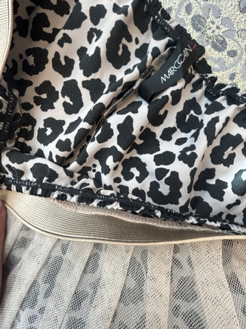 Inside view of Marccain's 2 Layers Leopard Print Skirt, featuring subtle leopard print and petticoat layer.