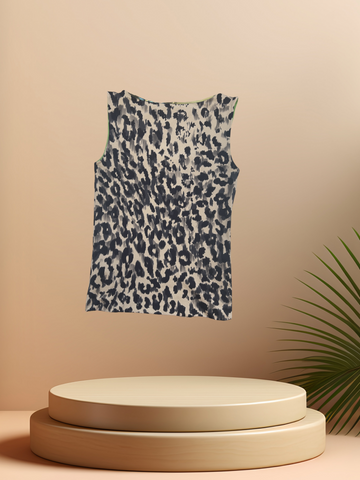 Marccain Leopard Print Tank showcasing trendy leopard print design, perfect for Fall 2024 wardrobe.