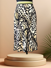 Marccain Leopard Skirt with vivid leopard print on a display, showcasing sophistication and style.