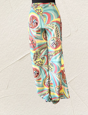 Seventy Abstract Print Pants featuring colorful paisley design on high quality silk for a chic and elegant look.