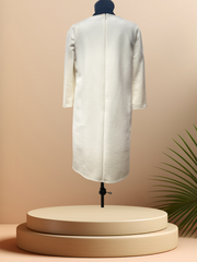 Seventy White Dress back view on display, featuring an elegant A-line cut and pure white fabric.