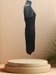 St John Black Dress showcasing a classic body fit and elegant style, perfect for dinner parties.