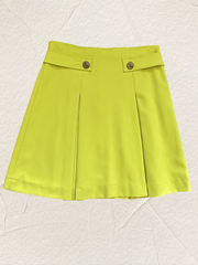 Versace florescent green skirt with A-line cut and button details, perfect for trendy outfits.