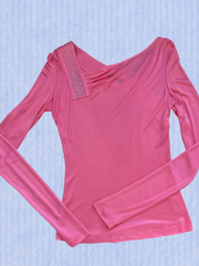 Versace Hard Pink Blouse featuring a stylish design with decorative embellishments, made from 100% viscose.